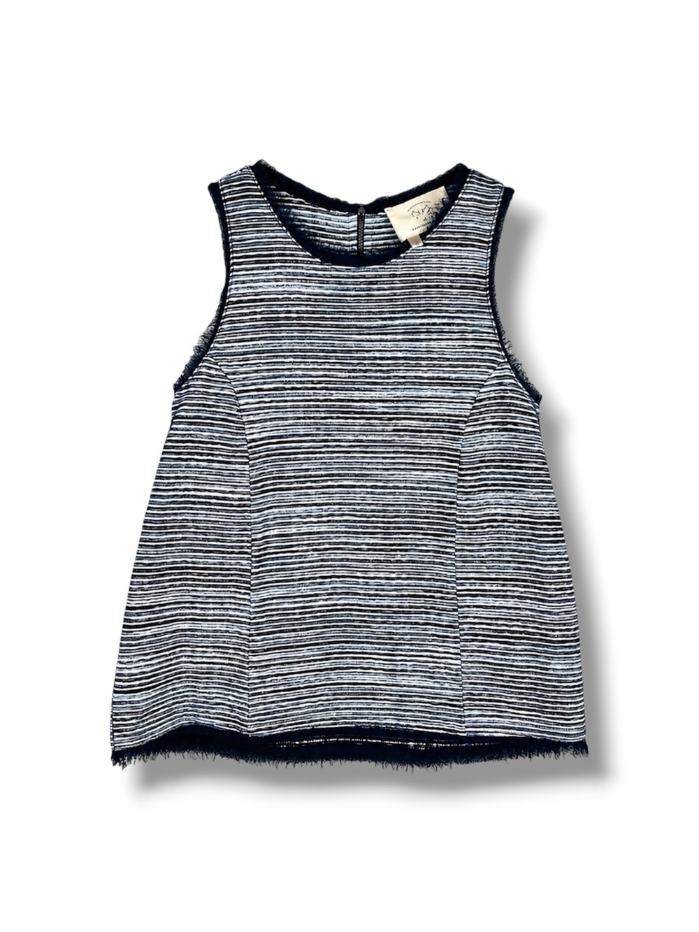 Vanessa Virginia Anthropologie Indira Tank Top XS Navy Stripe Fringe